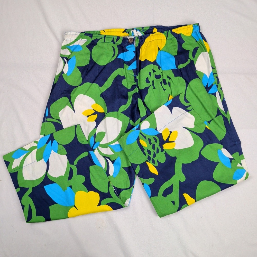 Vintage Surf Line Jams World Butt-Cuts Pants Large Hau Flower Blue Floral